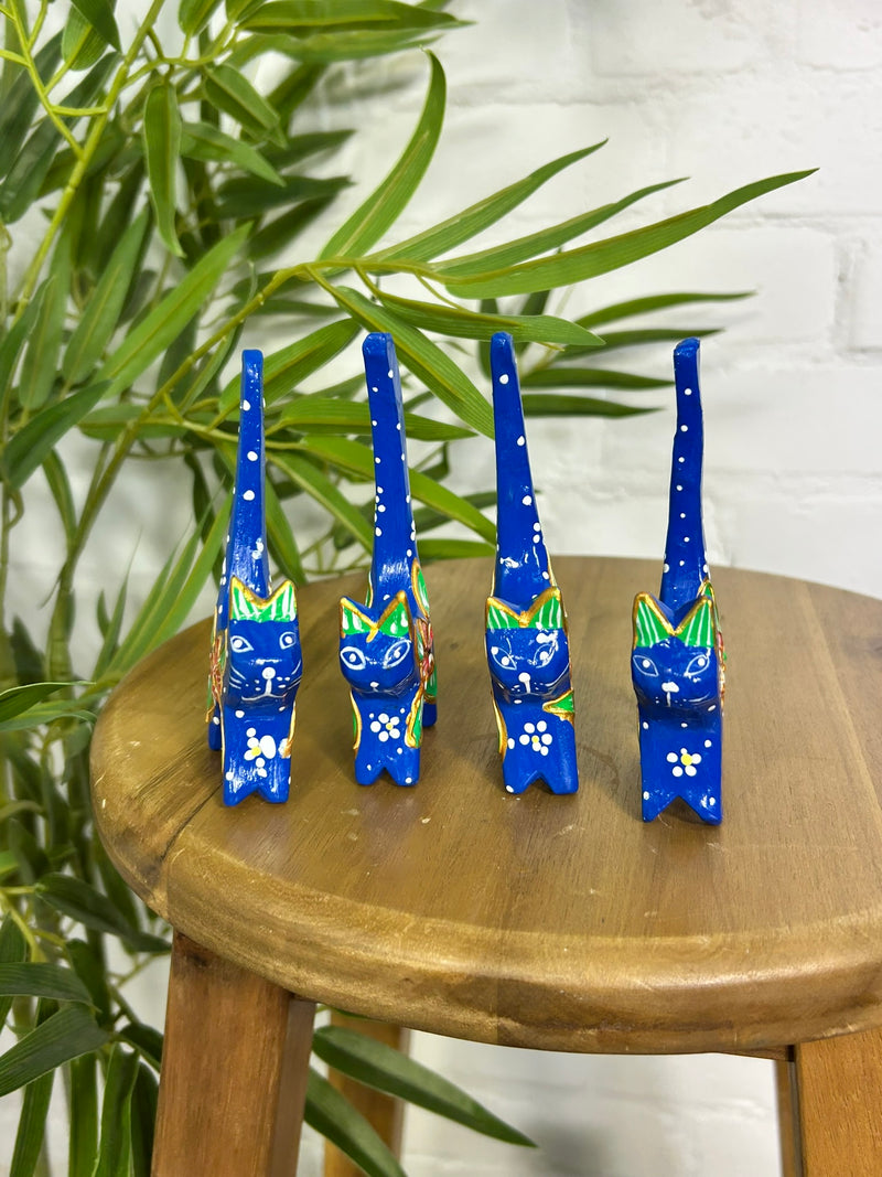 Set of 4 Blue Cats