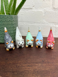 Set of Five Painted Wooden Cats