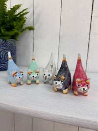 Set of Five Painted Wooden Cats