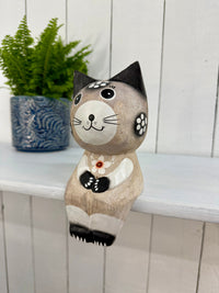 Large Wooden Cat Shelf Sitter