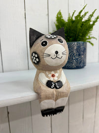 Large Wooden Cat Shelf Sitter