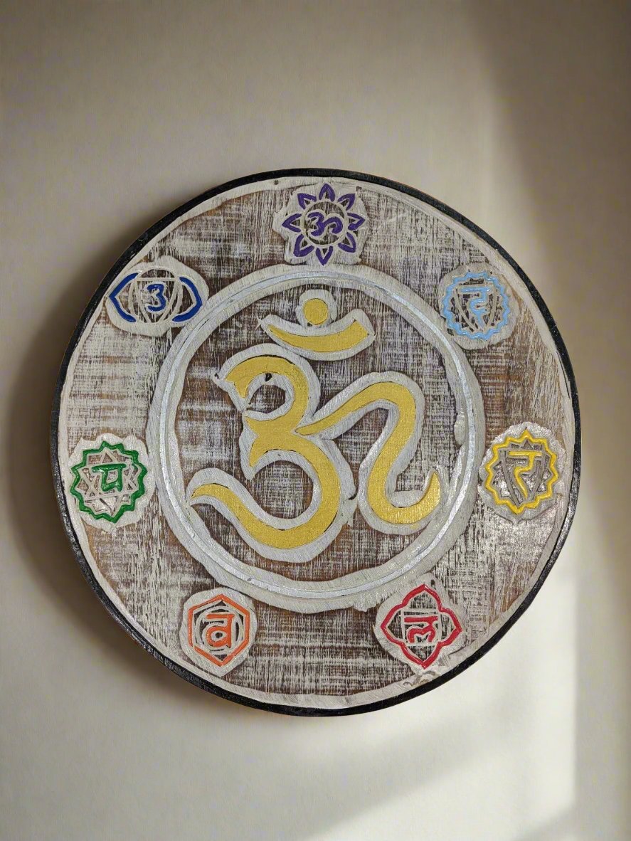Round Om & Chakra Plaque