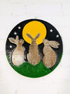 Hares And Moon Wooden Wall Plaque