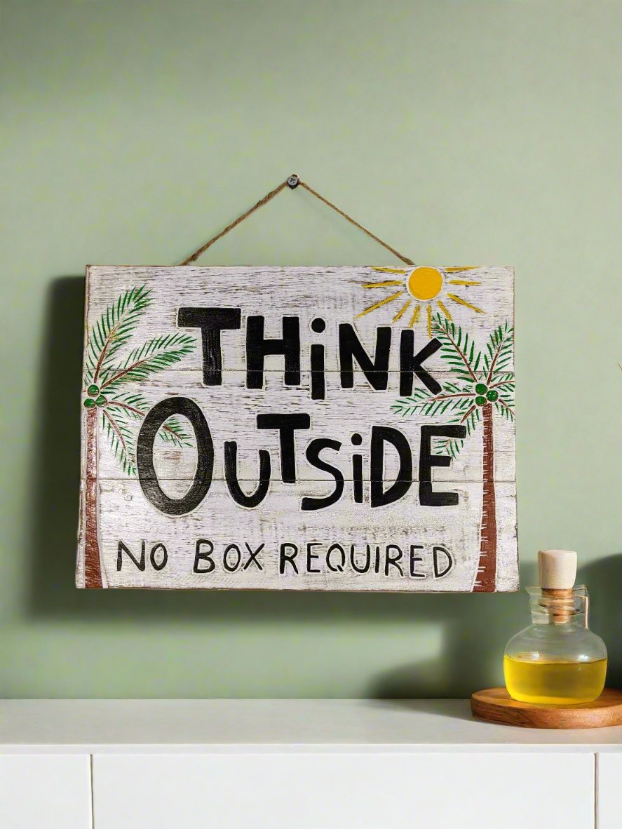 Think Outside Wooden Wall Plaque