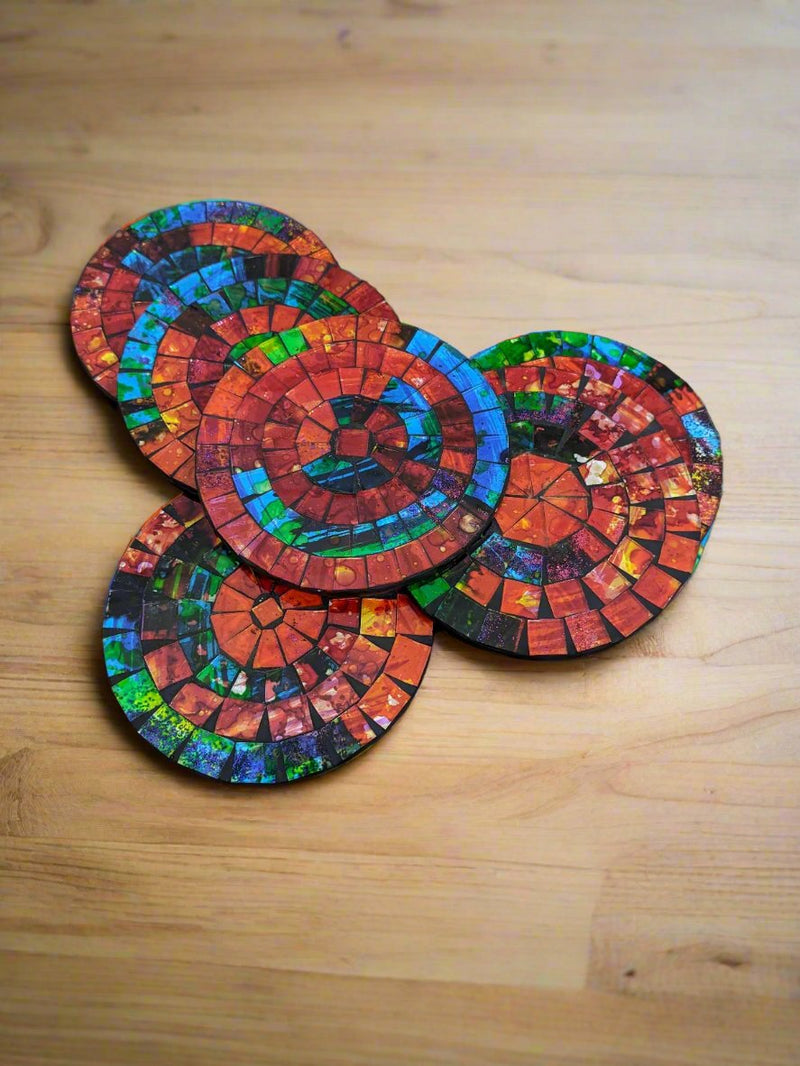 Set Of 6 Mosaic Round Coasters