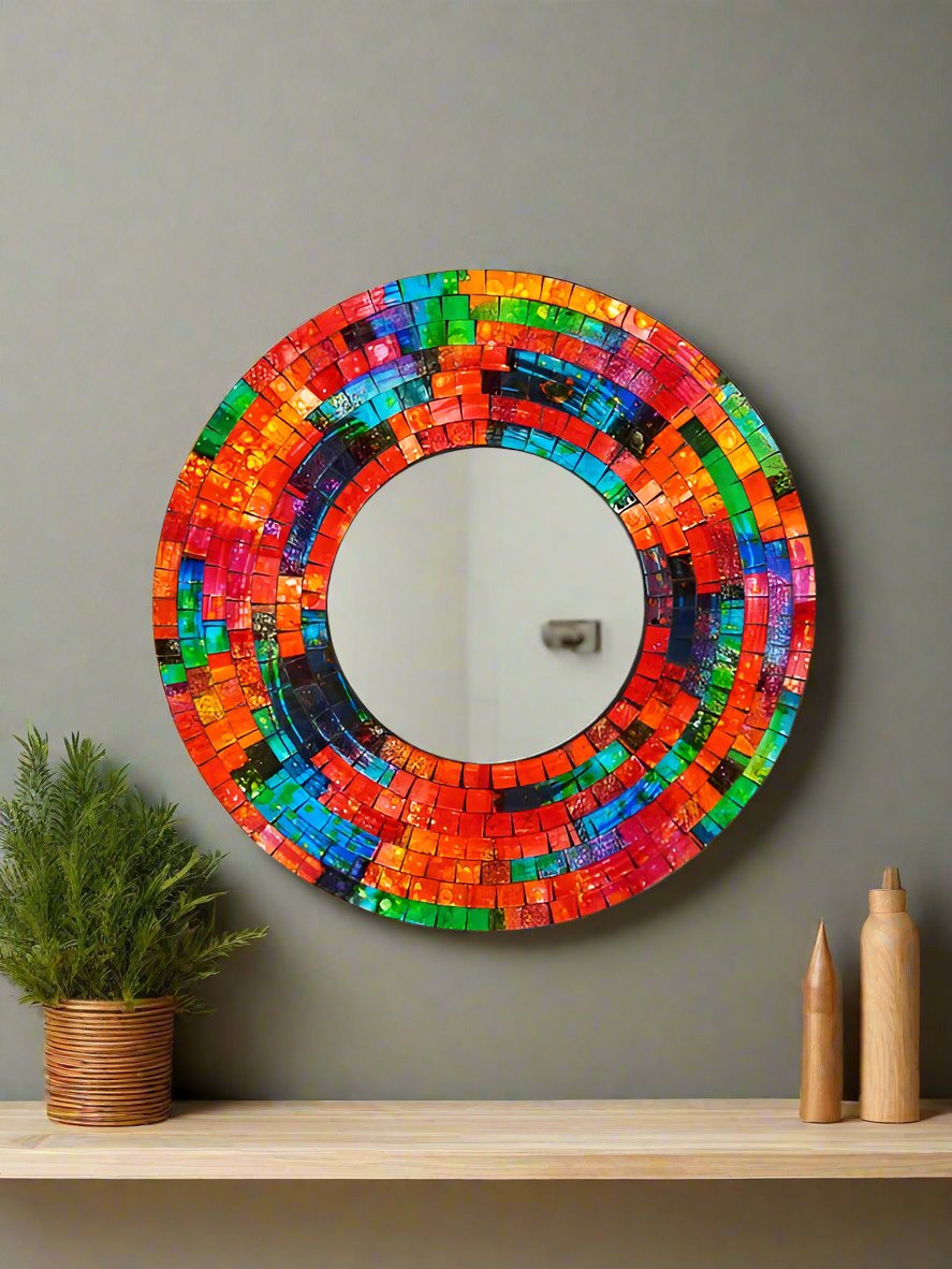 Round Mosaic Mirror