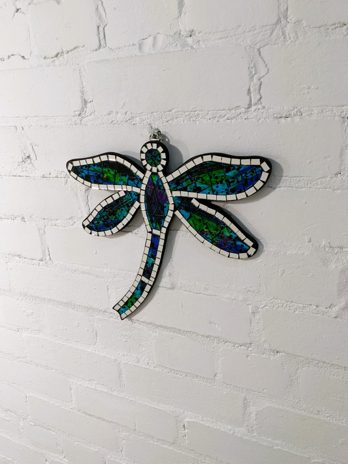 Blue Mosaic Dragonfly Wall Plaque