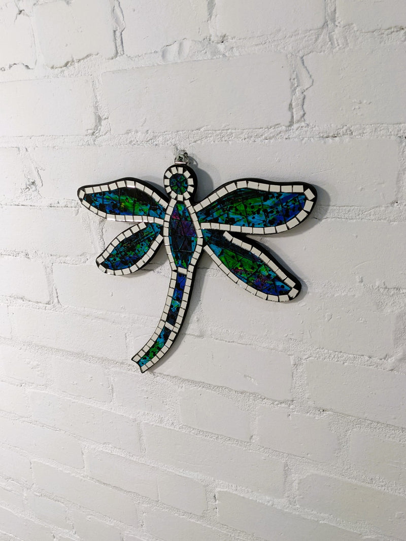 Blue Mosaic Dragonfly Wall Plaque