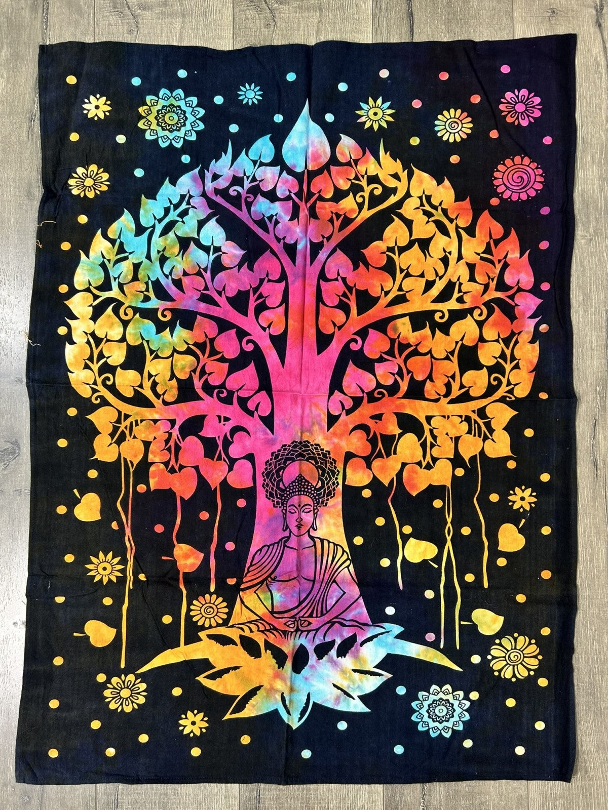 Tie Dye Rainbow Tree & Shiva Wall Hanging