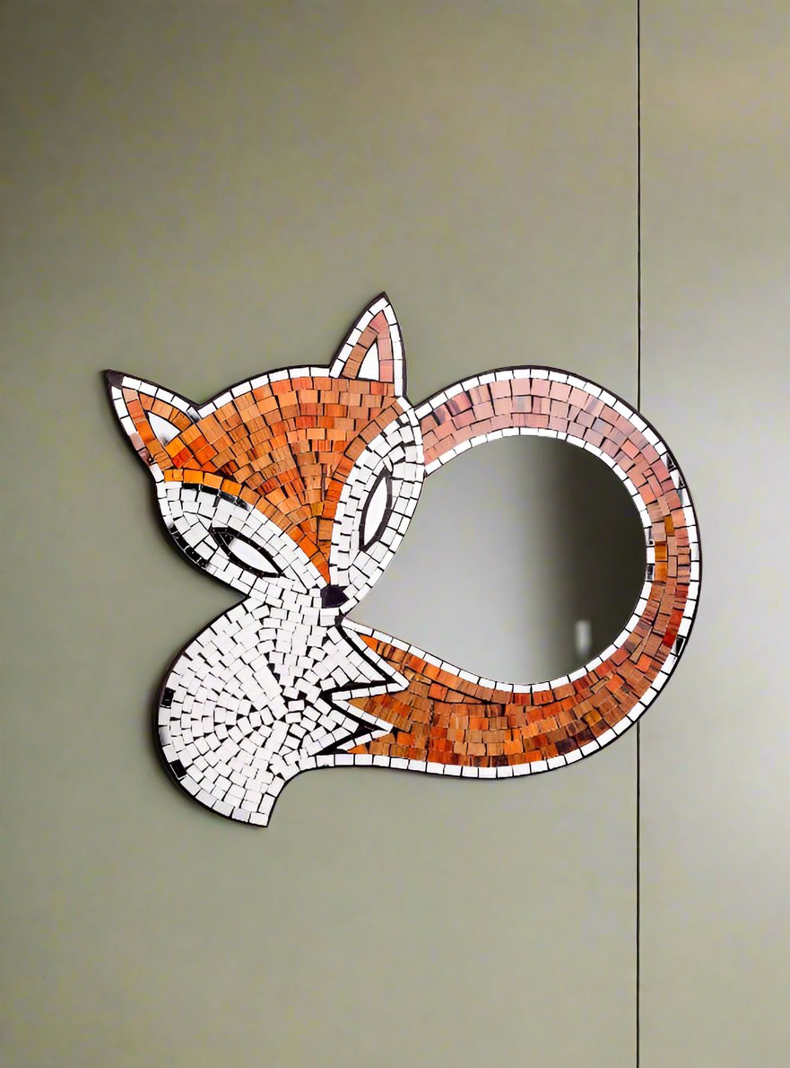 Brown Fox Mosaic Mirror