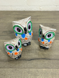 Set of 3 Colourful Owls