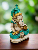 Aqua & Gold Resin Ganesh