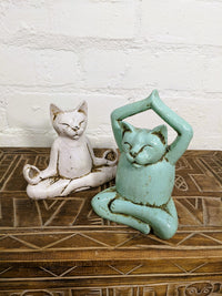 Set Of Two White & Yoga Cats