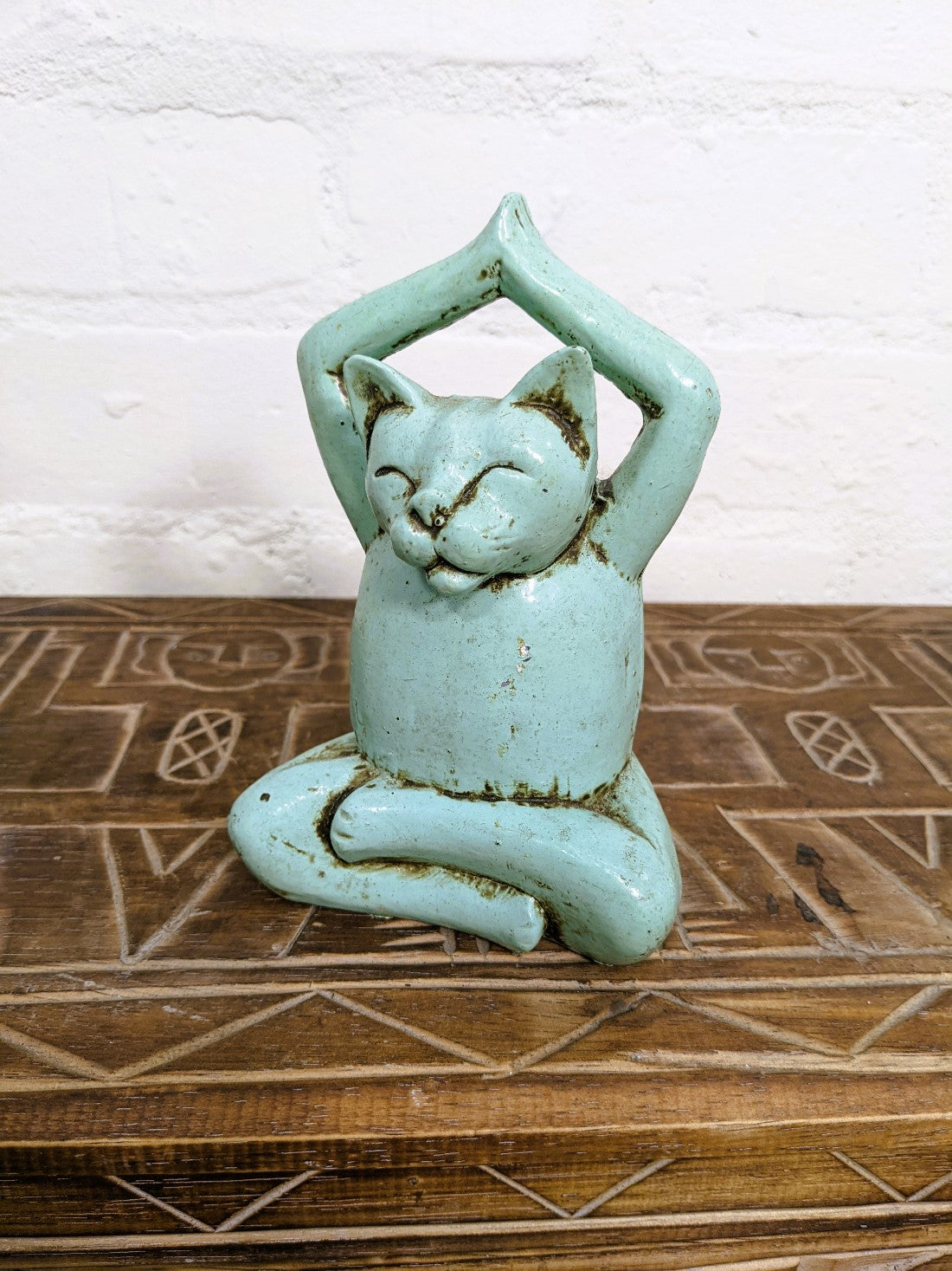Set Of Two White & Yoga Cats