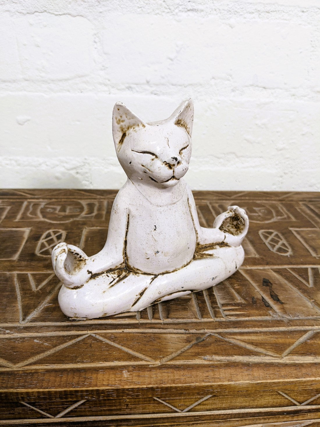 Set Of Two White & Yoga Cats