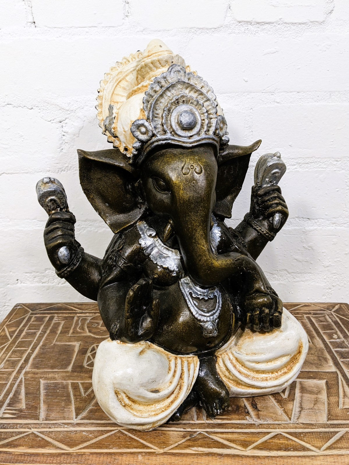 Large White Bronze Ganesh