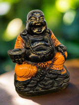 Bronze Black Buddha In Orange Robe