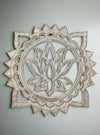 White Lotus Cut Out Wooden Wall Plaque