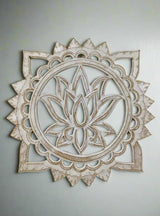 White Lotus Cut Out Wooden Wall Plaque