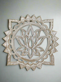 White Lotus Cut Out Wooden Wall Plaque