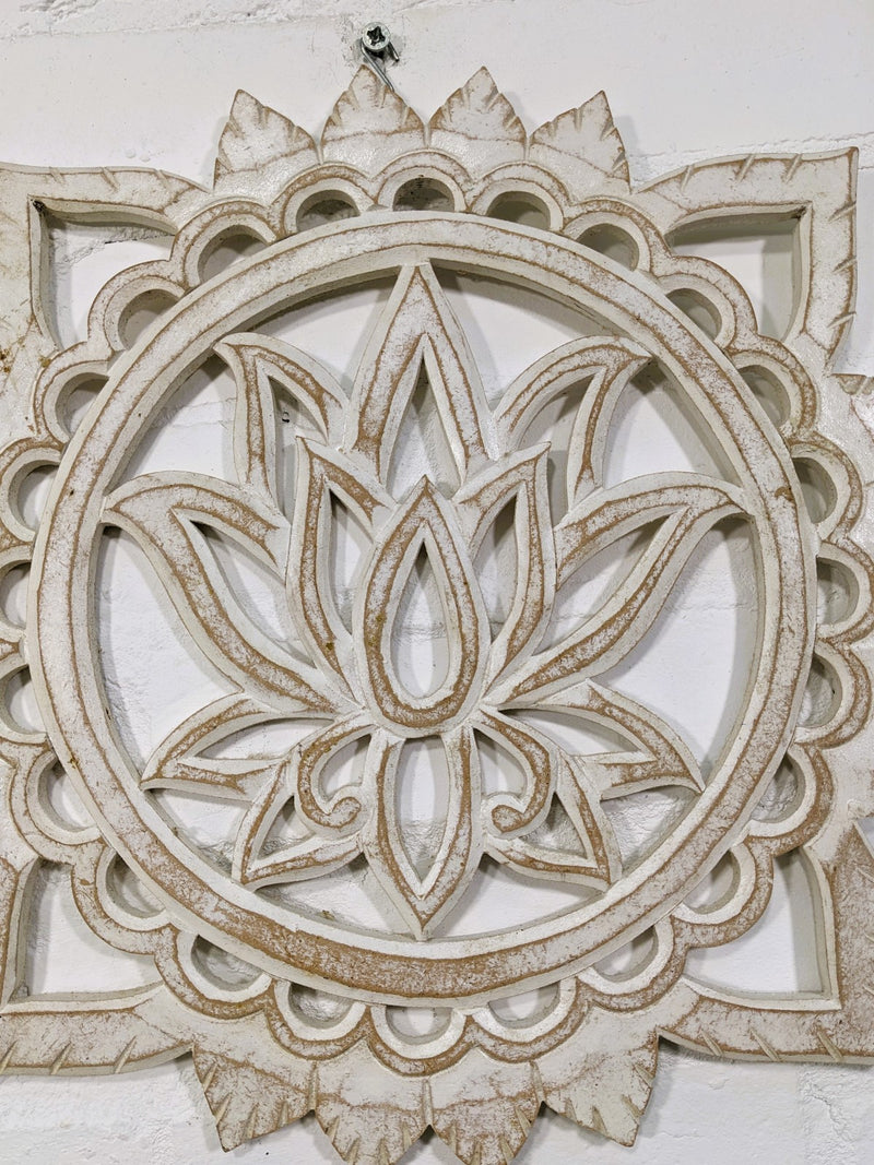 White Lotus Cut Out Wooden Wall Plaque