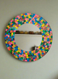 Round Rainbow Mosaic Mirror