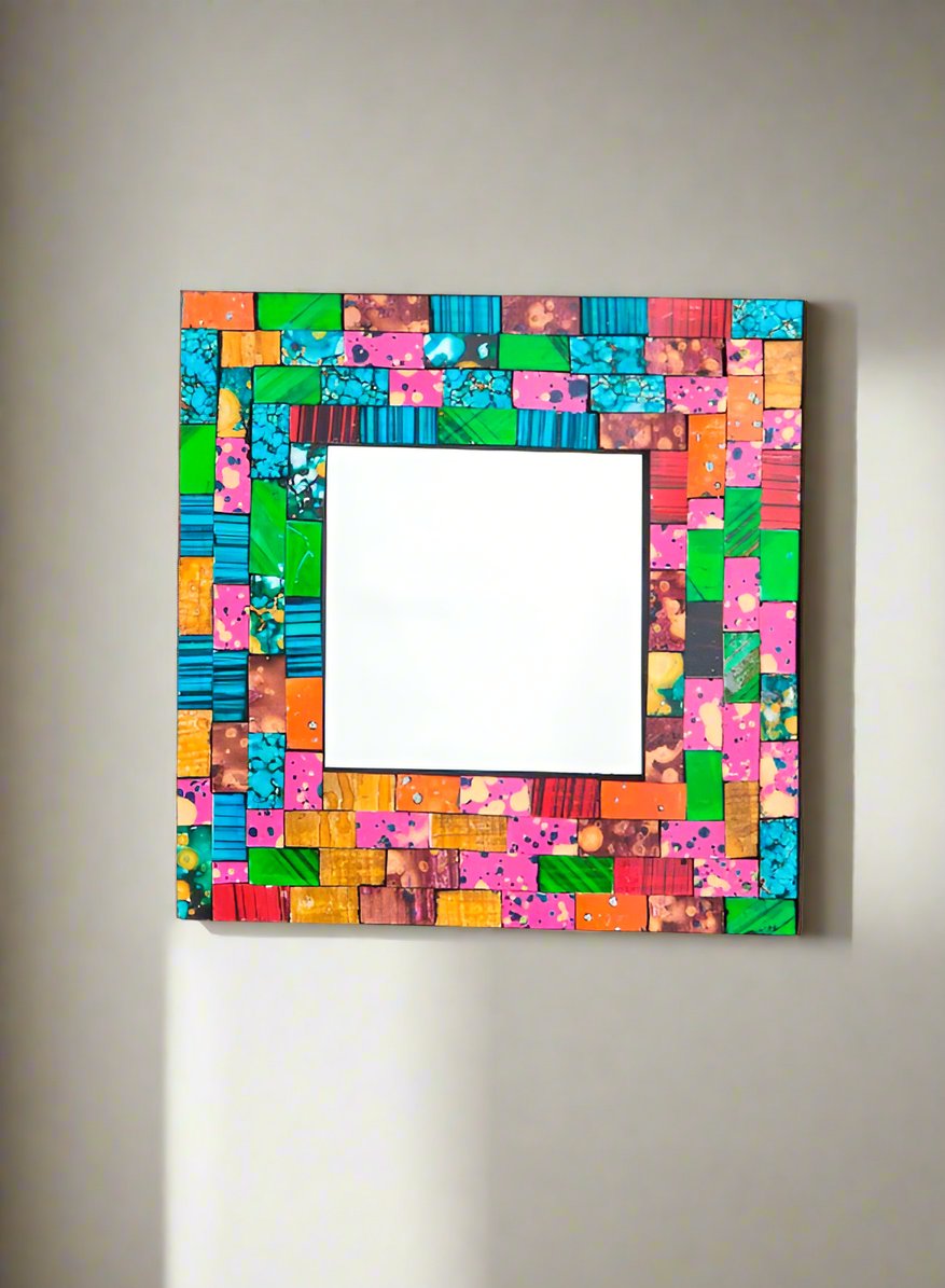 Square Rainbow Mosaic Mirror