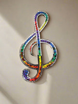 Rainbow Mosaic Treble Clef Wall Hanging