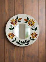 Round Mosaic Flower Mirror