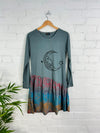 Moon Print Long Sleeve Short Dress