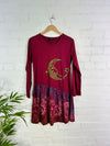 Moon Print Long Sleeve Short Dress