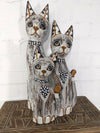 White Wash Set of 3 Cats with Spotty Tie