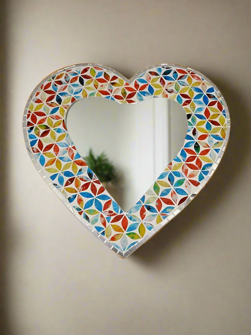 Multicolour Mosaic Heart Mirror